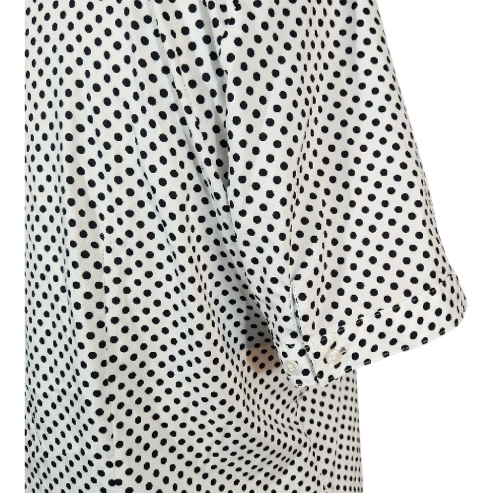 The Limited Black And White Polka Dot Button Up Tie Neck Blouse - Picture 4 of 6